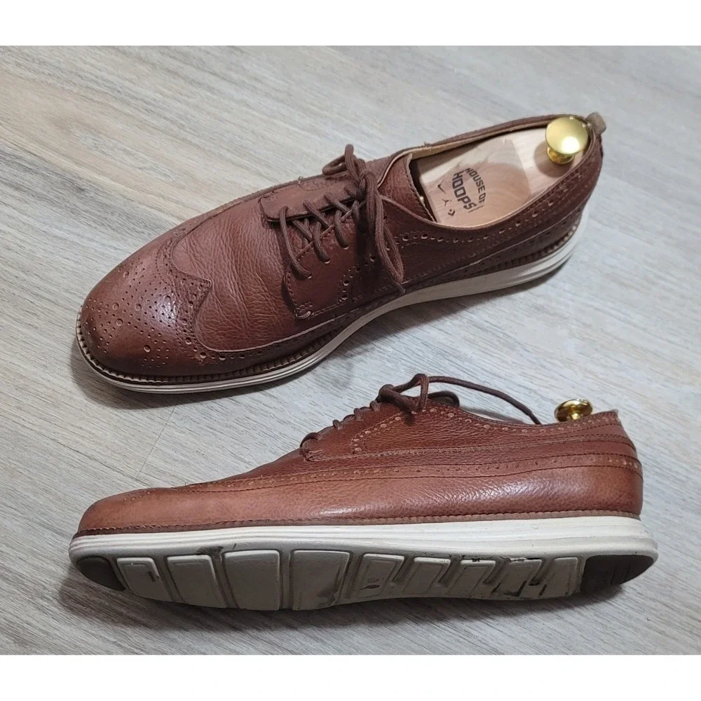 Cole Haan Men's Grand.Os Dress Oxford Brown Lace Up‎ Wing Tip Shoes 10.5 M